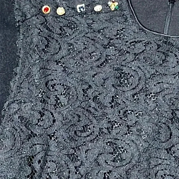 Playment X Khos Lace Overlay Embellished Black Blouse Size See Measurements - Picture 4 of 7